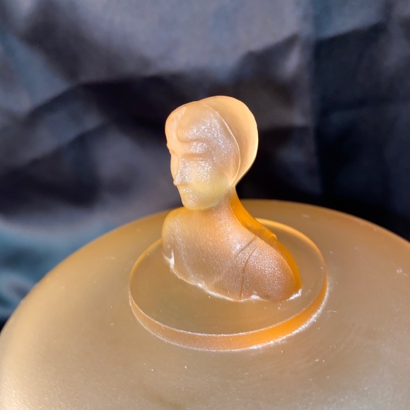 Art Deco Powder Jar Pink Satin Glass L.E.Smith makeup trinket dish candy jewelry - Picture 5 of 12